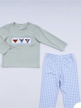 Honeydew USA Mint Green Top with Blue Gingham Pajama Set